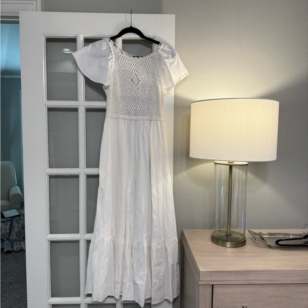 Zara White crochet Maxi Dress